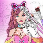 少女时尚装扮与涂色创意设计