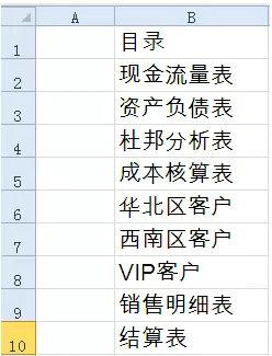 Excel目录生成效果演示