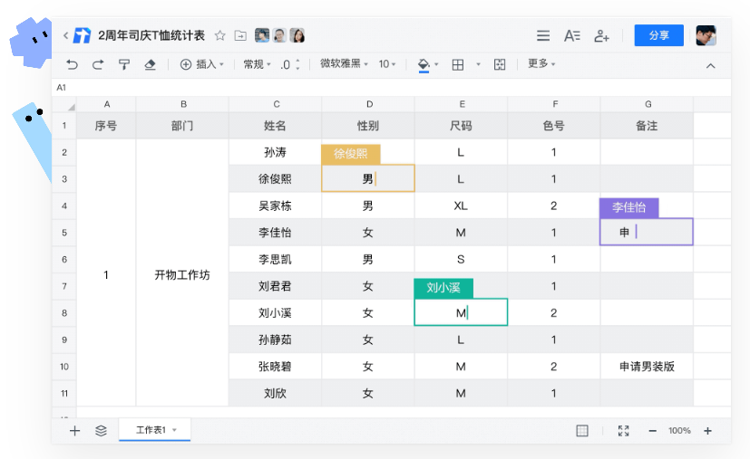 协同编辑界面